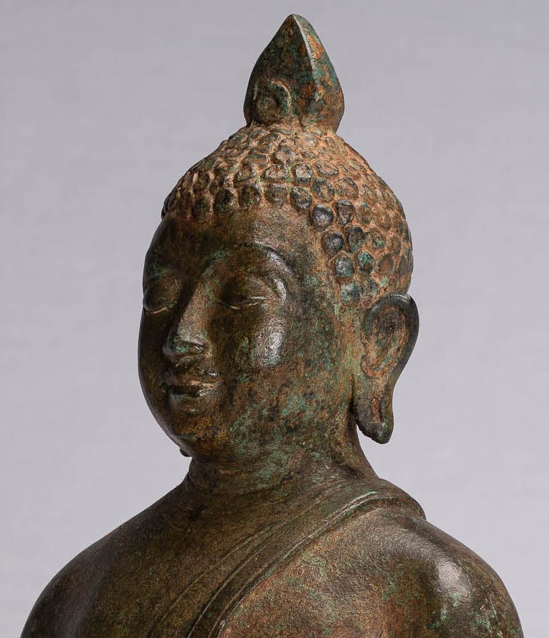 Buddha Statue (Antik) Sri Lanka Stil Bronze Sitzende Meditation Buddha Statue 35cm/14"