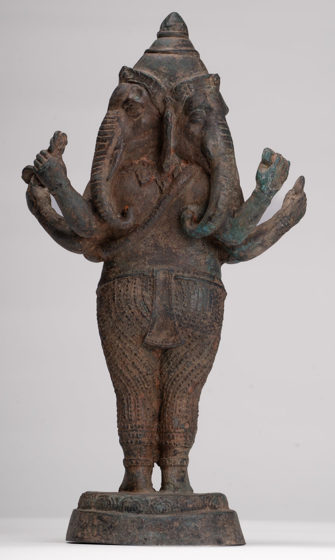 Ganesha Statue - Antique Thai Style Bronze Standing 6-Arm Ganesha Statue - 33cm/13"