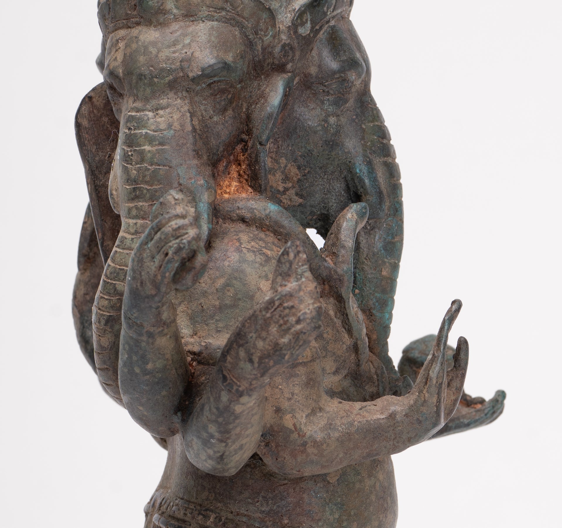 Ganesha Statue - Antique Thai Style Bronze Standing 6-Arm Ganesha Statue - 33cm/13"