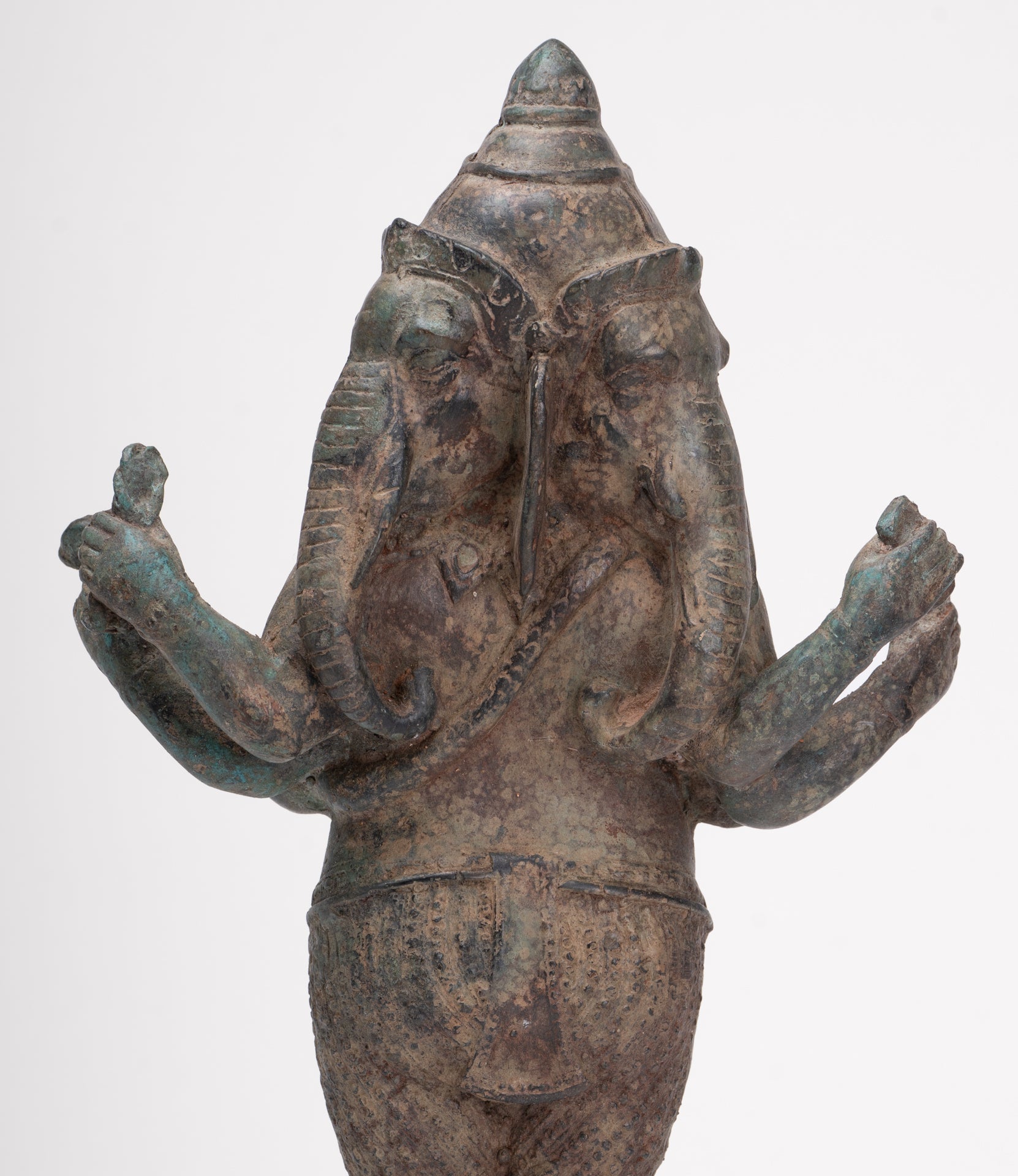 Ganesha Statue - Antique Thai Style Bronze Standing 6-Arm Ganesha Statue - 33cm/13"