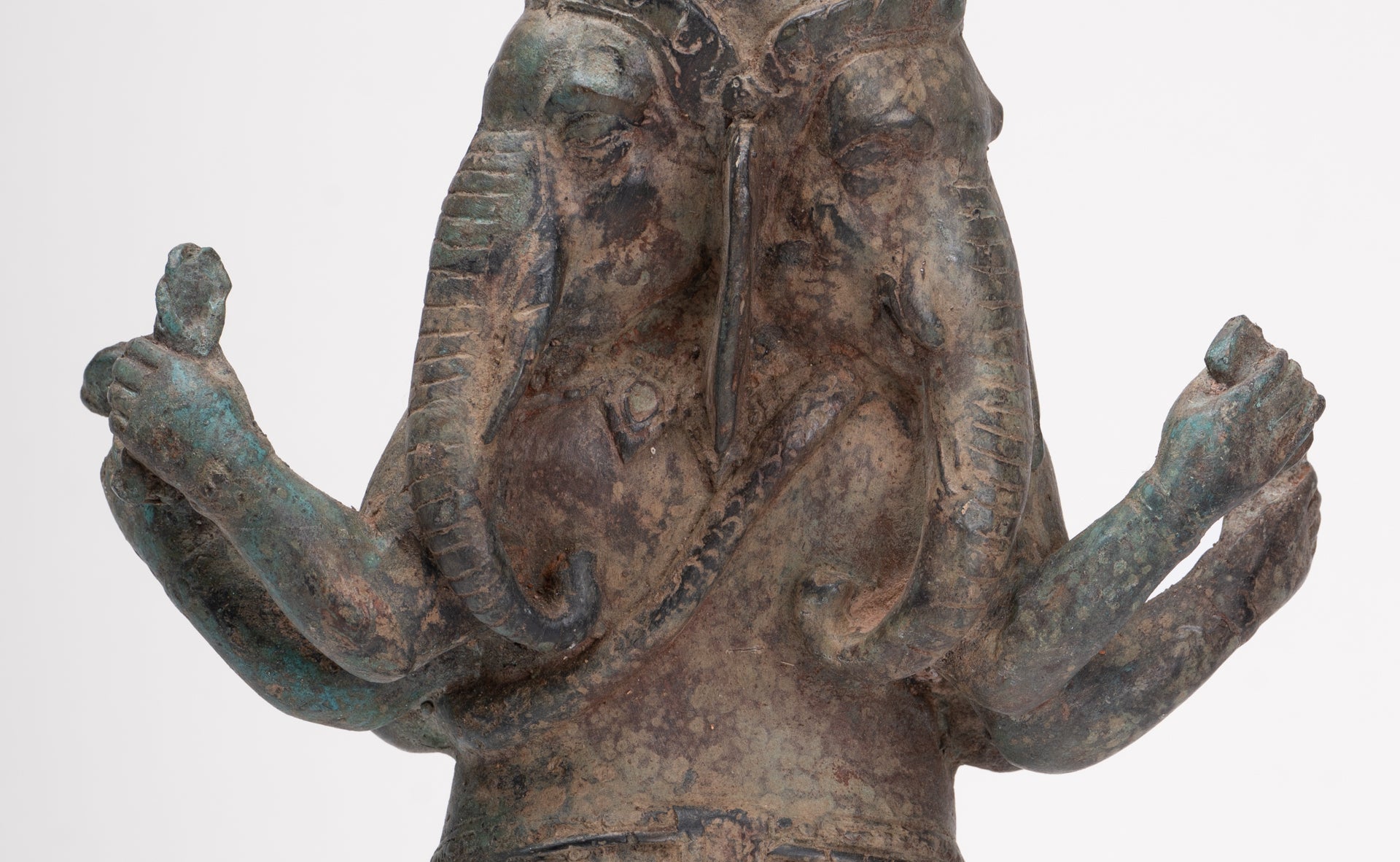 Ganesha Statue - Antique Thai Style Bronze Standing 6-Arm Ganesha Statue - 33cm/13"