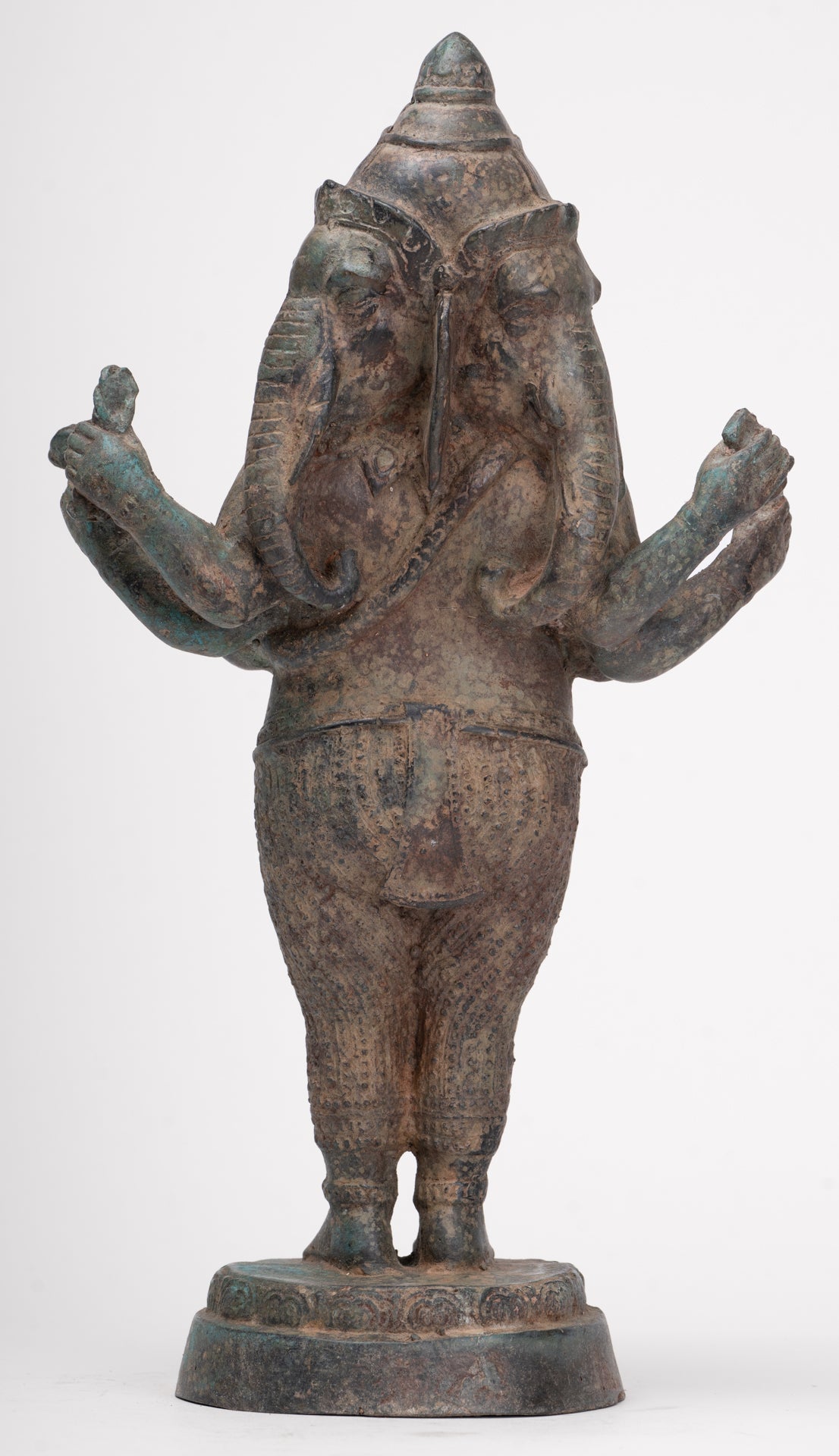 Ganesha Statue - Antique Thai Style Bronze Standing 6-Arm Ganesha Statue - 33cm/13"