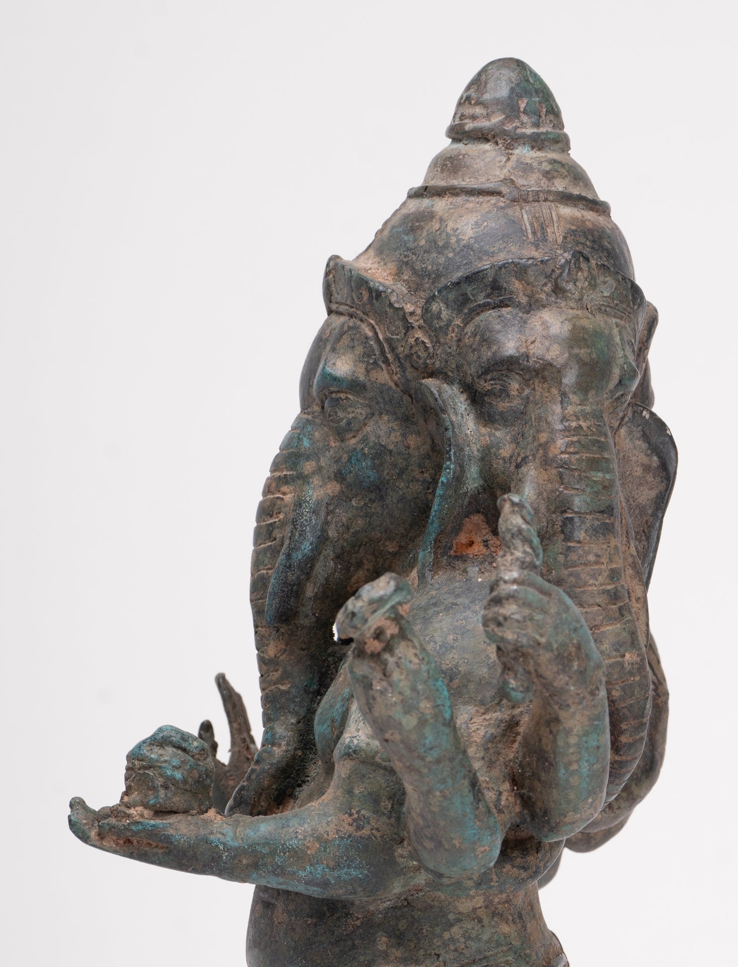Ganesha Statue - Antique Thai Style Bronze Standing 6-Arm Ganesha Statue - 33cm/13"