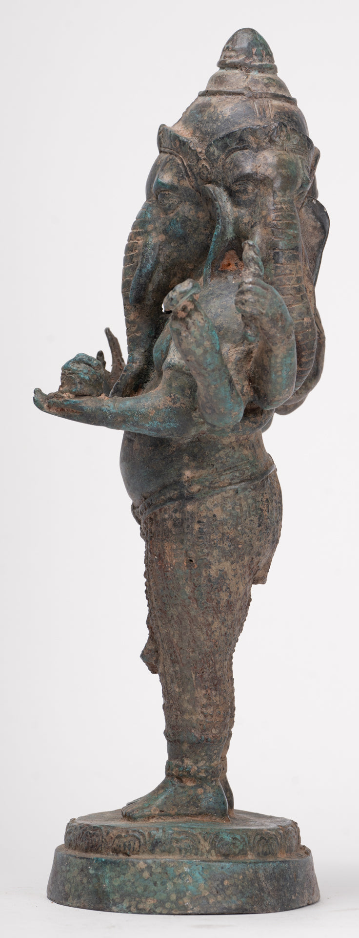 Ganesha Statue - Antique Thai Style Bronze Standing 6-Arm Ganesha Statue - 33cm/13"