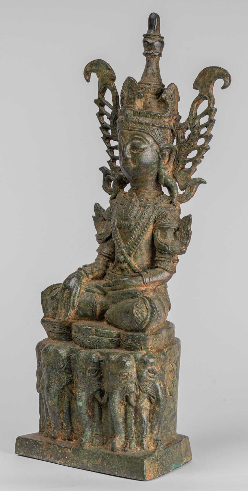 Buddha Statue - Antique Burmese Style Bronze Shan Enlightenment Seated Buddha Statue - 35cm/14"