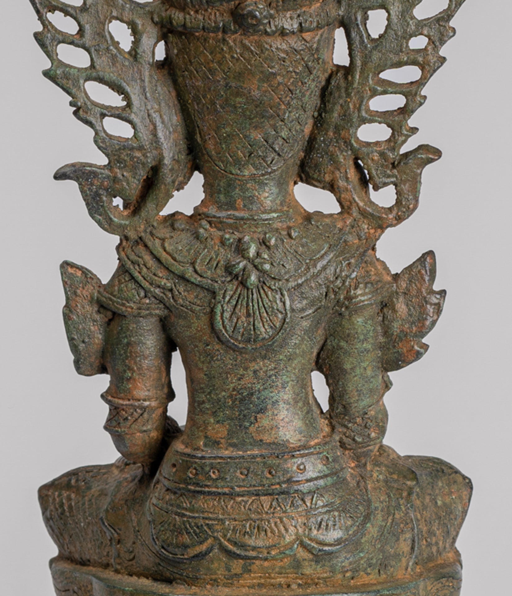 Buddha Statue - Antique Burmese Style Bronze Shan Enlightenment Seated Buddha Statue - 35cm/14"