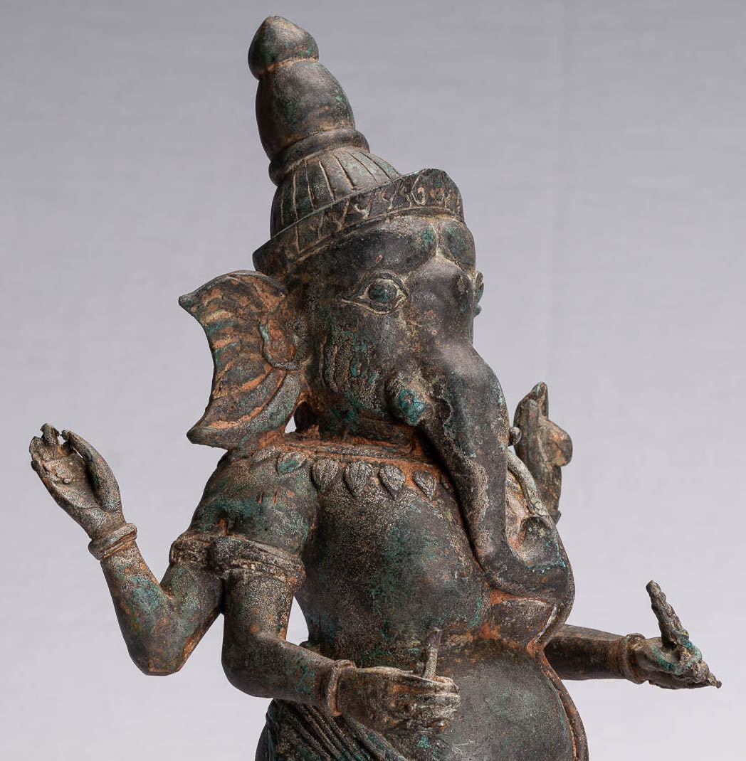 Statue de Ganesha – Statue de Ganesha dansante en bronze de style thaïlandais antique – 39 cm/16"