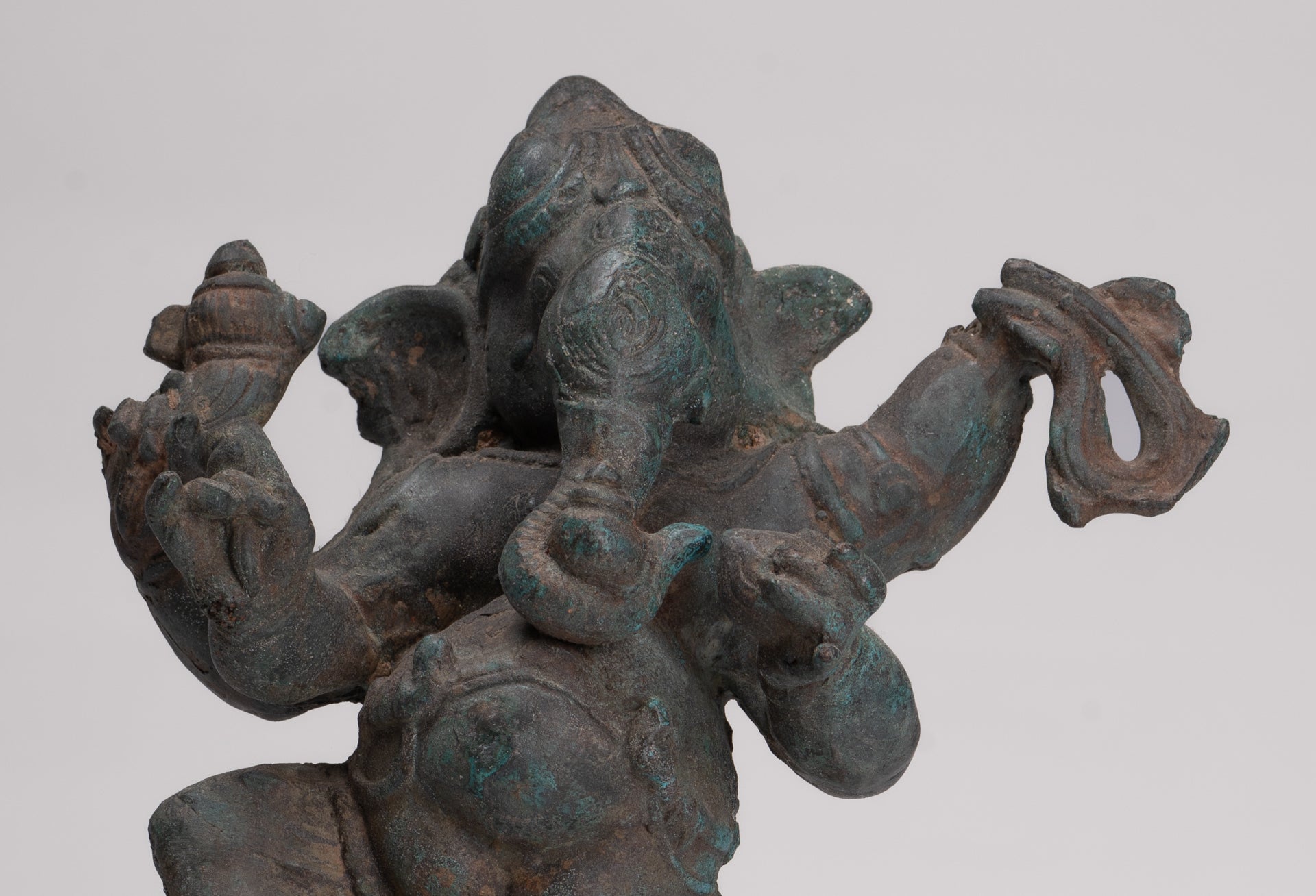 Ganesha Statue - Antique Thai Style Bronze Dancing Ganesha Statue - 30cm/12"