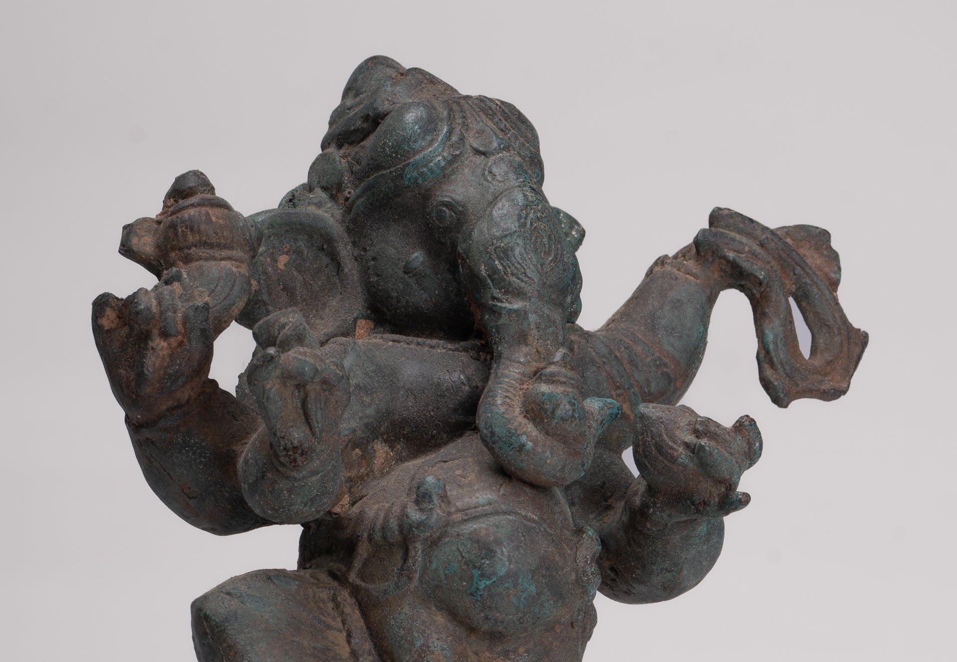 Ganesha Statue - Antique Thai Style Bronze Dancing Ganesha Statue - 30cm/12"