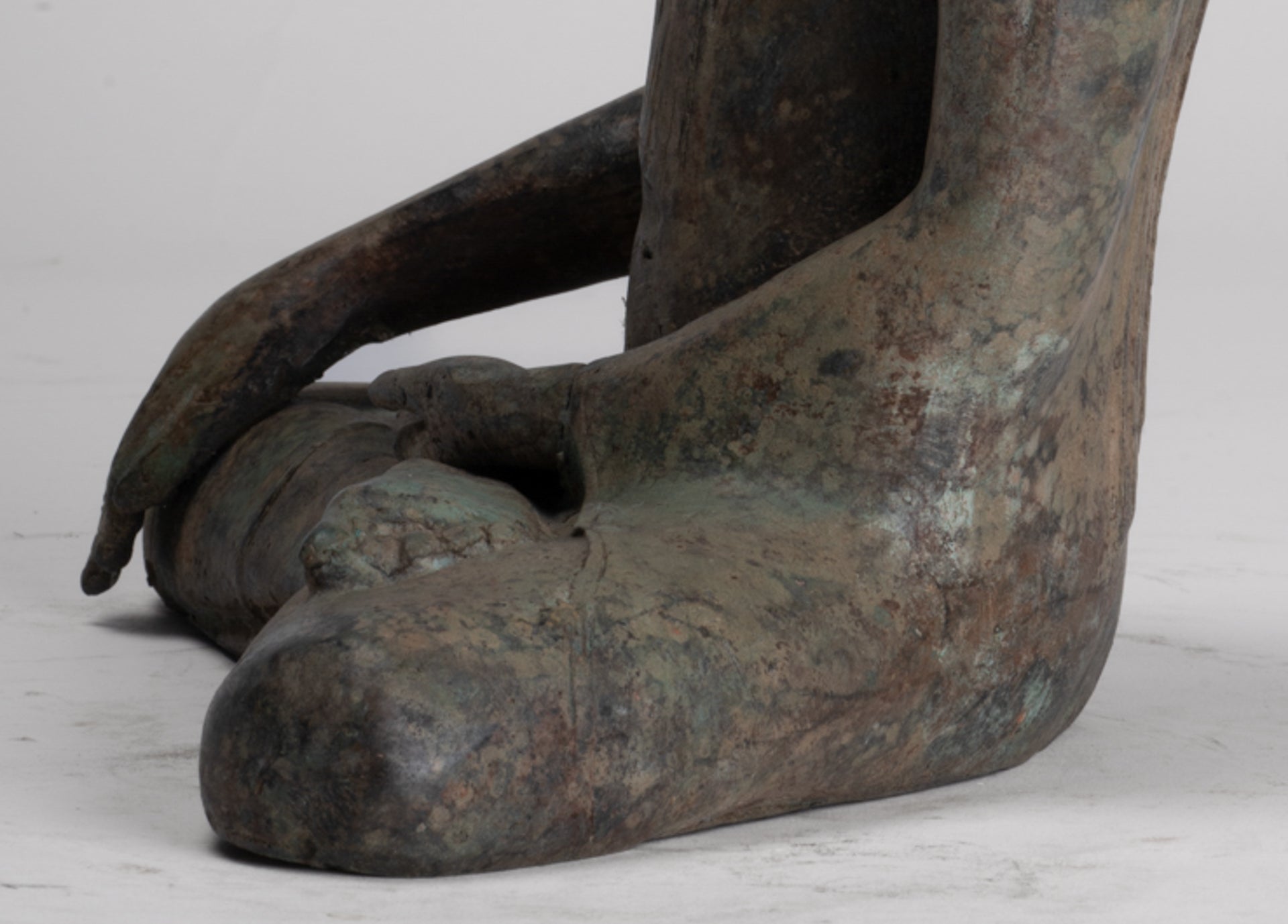 Buddha Statue - Antique Sri Lanka Style Bronze Seated Enlightenment Buddha Statue - 27cm/11"