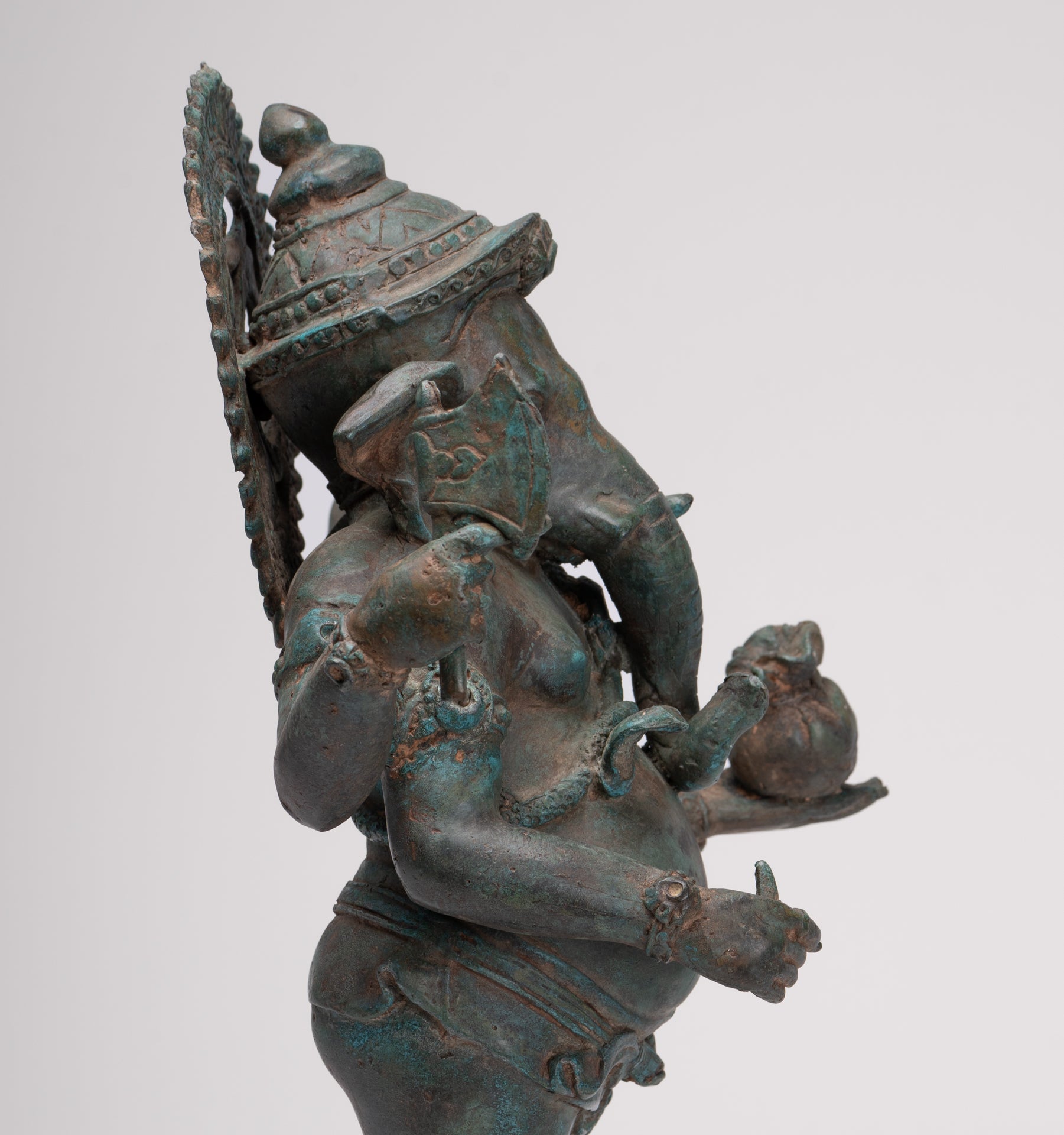 Ganesha Statue - Antique Thai Style Bronze Standing 4-Arm Ganesha Statue - 42cm/17"