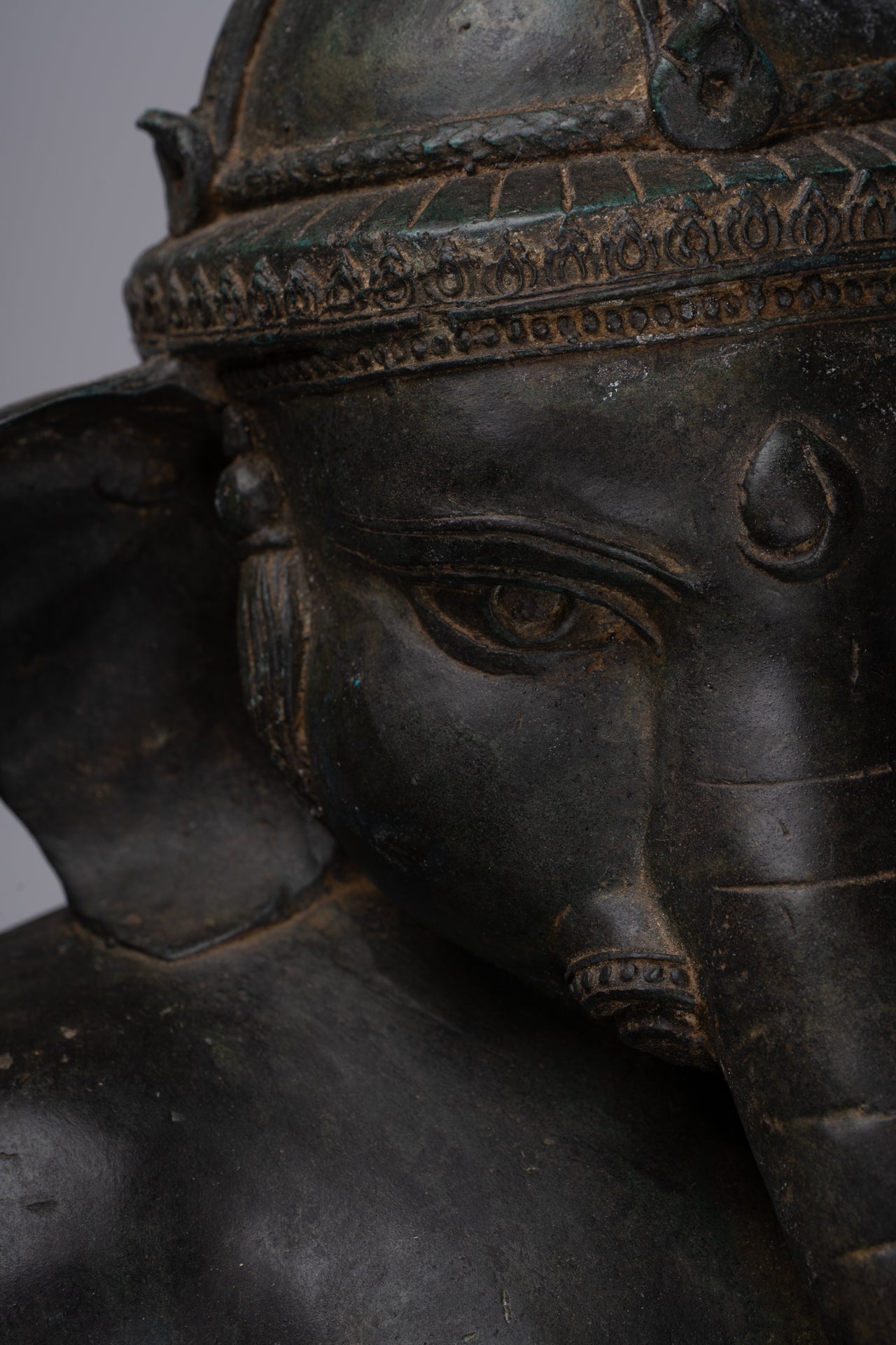 Ganesha Statue - Antique Thai Style Bronze Seated 4-Arm Ganesha Statue - 55cm/22"