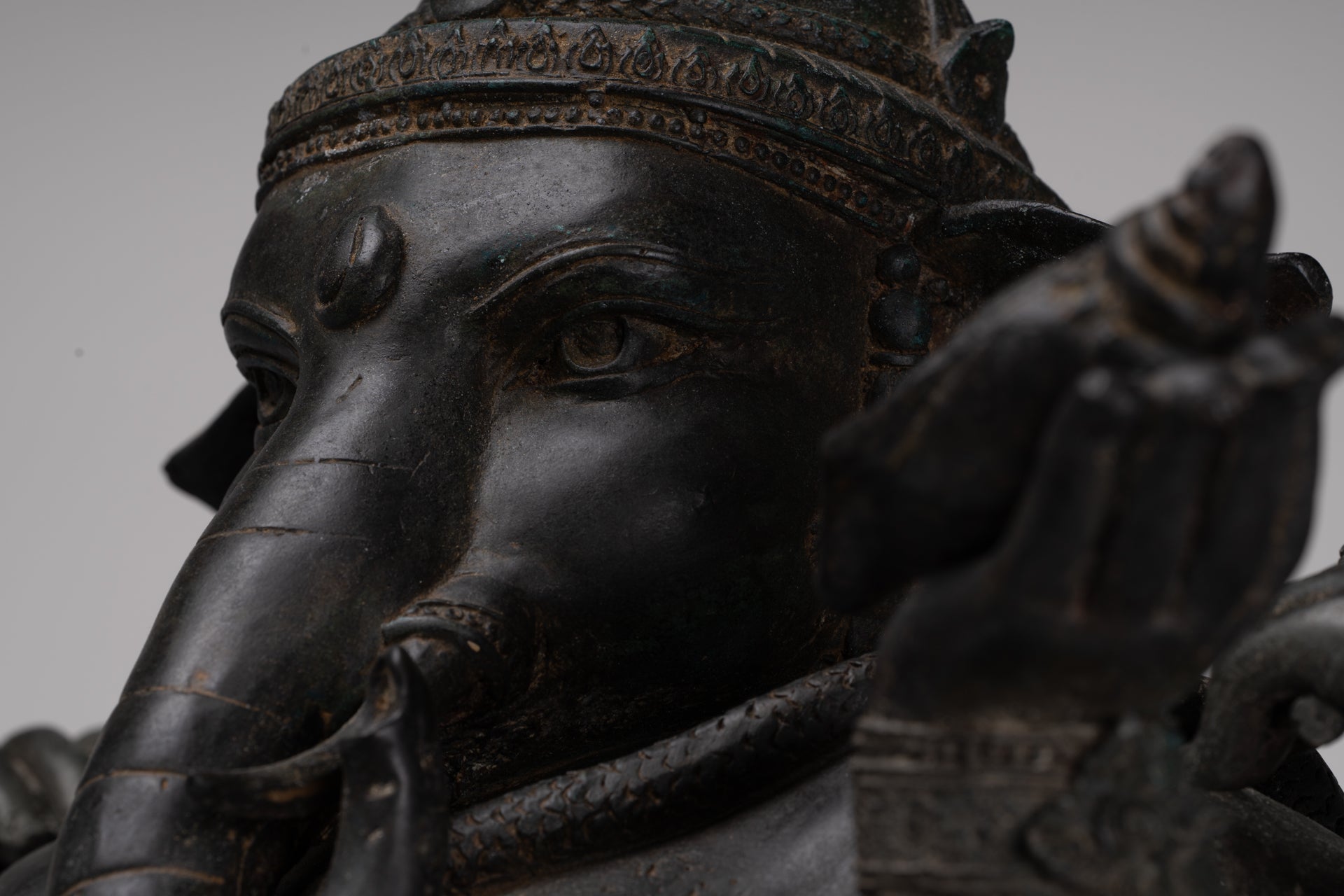 Ganesha Statue - Antique Thai Style Bronze Seated 4-Arm Ganesha Statue - 55cm/22"