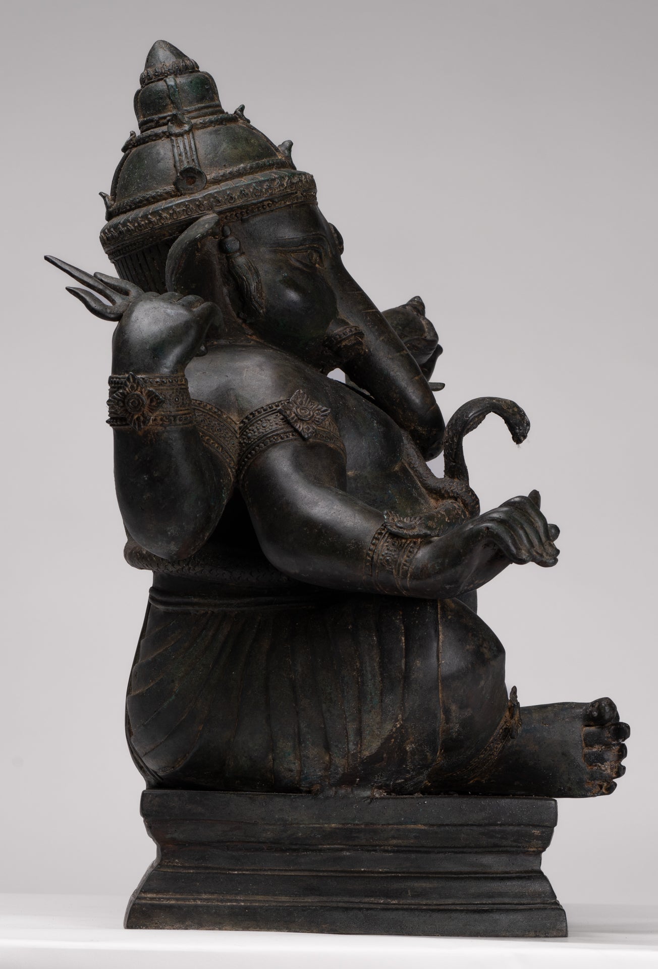 Ganesha Statue - Antique Thai Style Bronze Seated 4-Arm Ganesha Statue - 55cm/22"