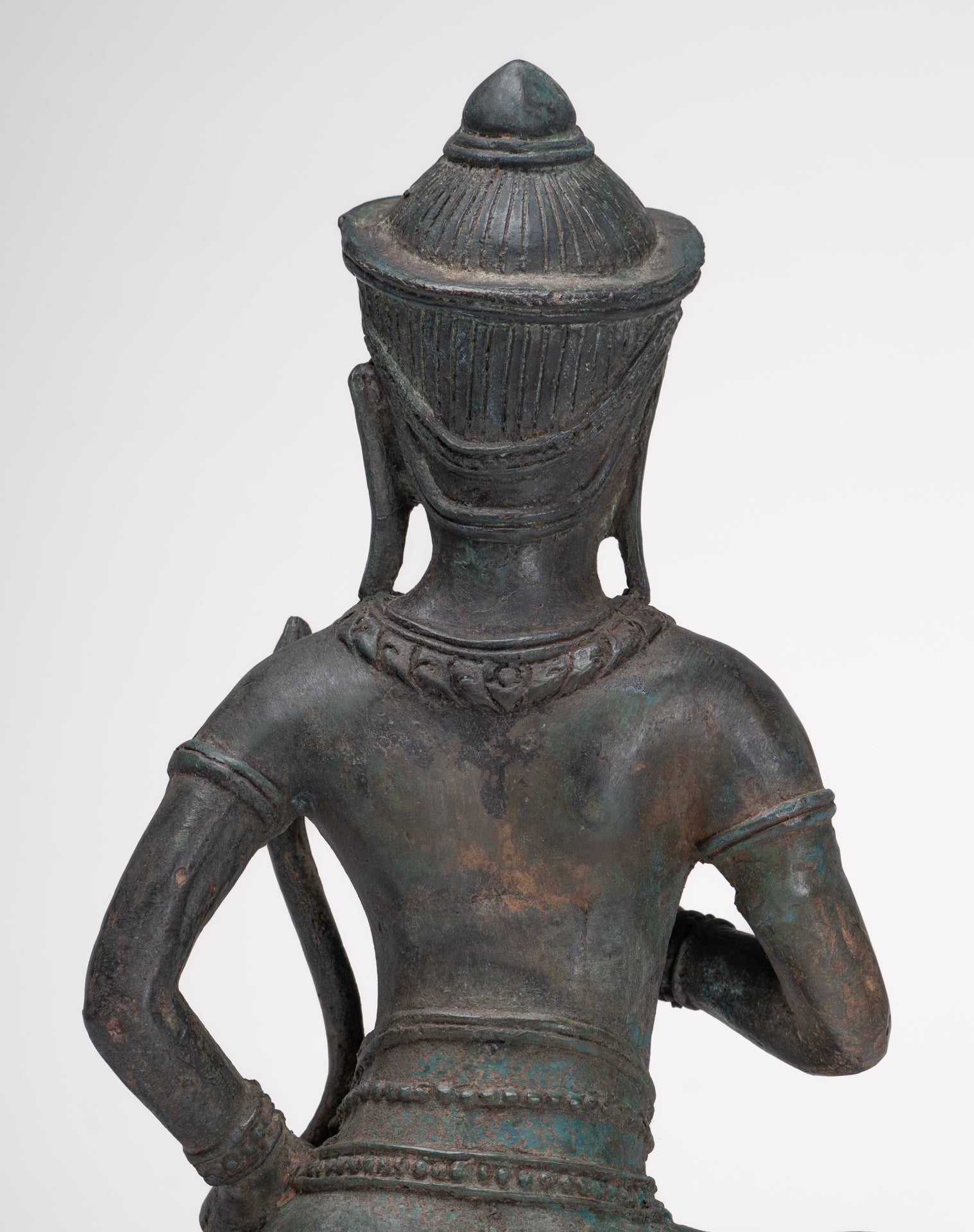 Tara Statue - Antique Java Style Majapahit Seated Bronze Tara Nyurma Pamo - 31cm/12"