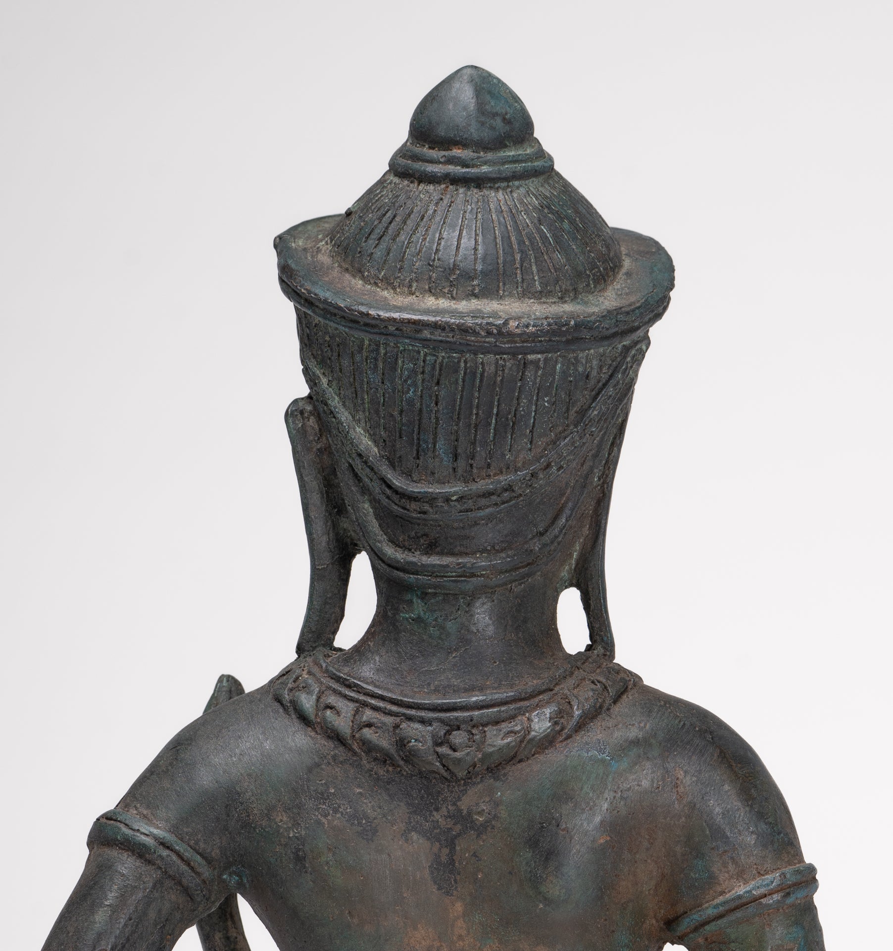Tara Statue - Antique Java Style Majapahit Seated Bronze Tara Nyurma Pamo - 31cm/12"