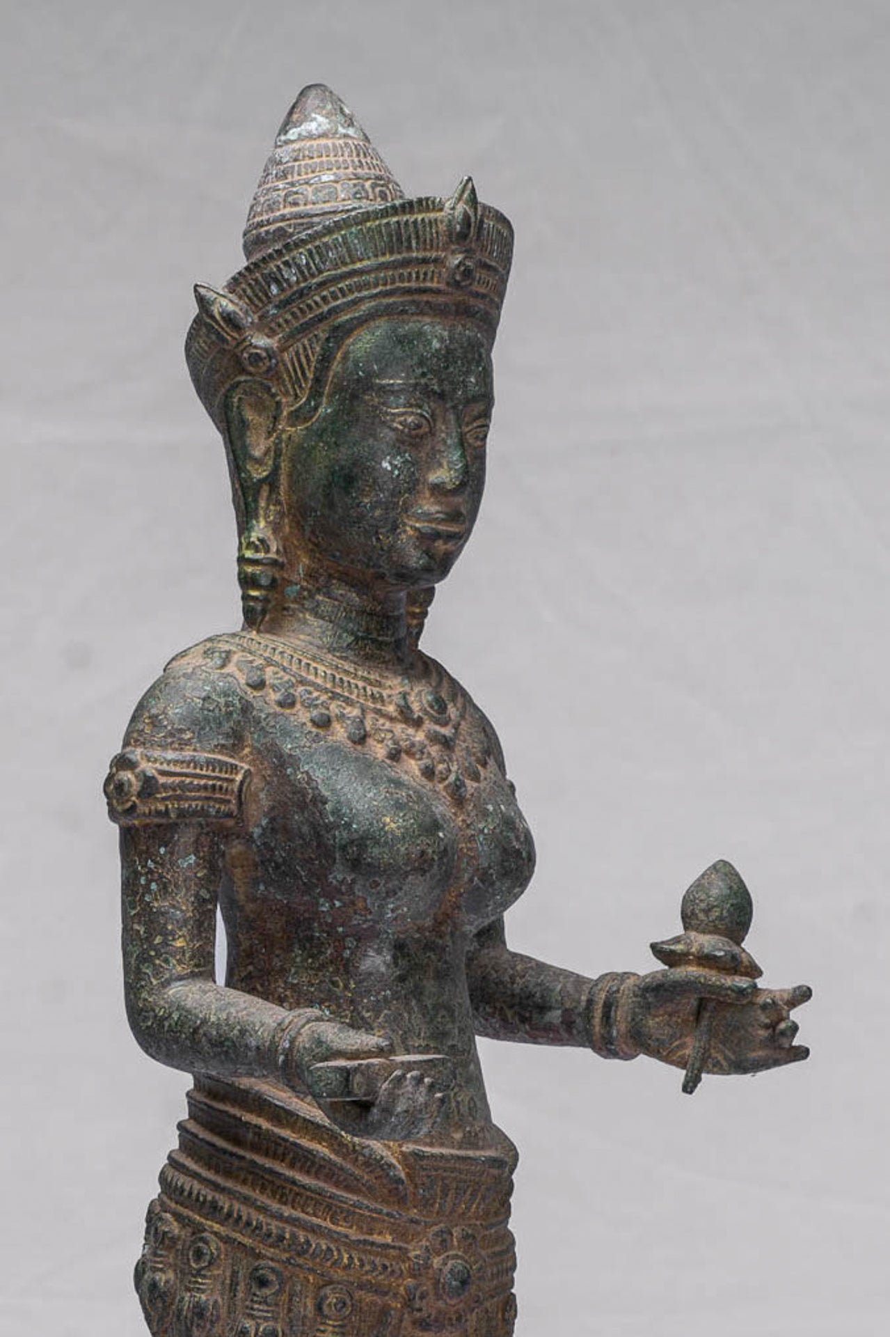 Lakshmi Statue - Antique Khmer Style Bronze Lakshmi / Devi Consort of Vishnu Statue - 54cm/22"