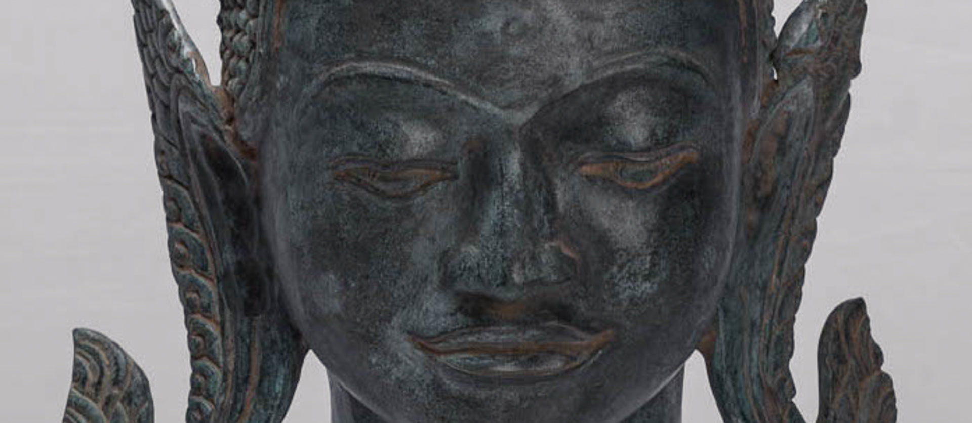 Buddha - Antique Thai Style Bronze Rattanakosin Buddha Head Statue - 66cm/26"