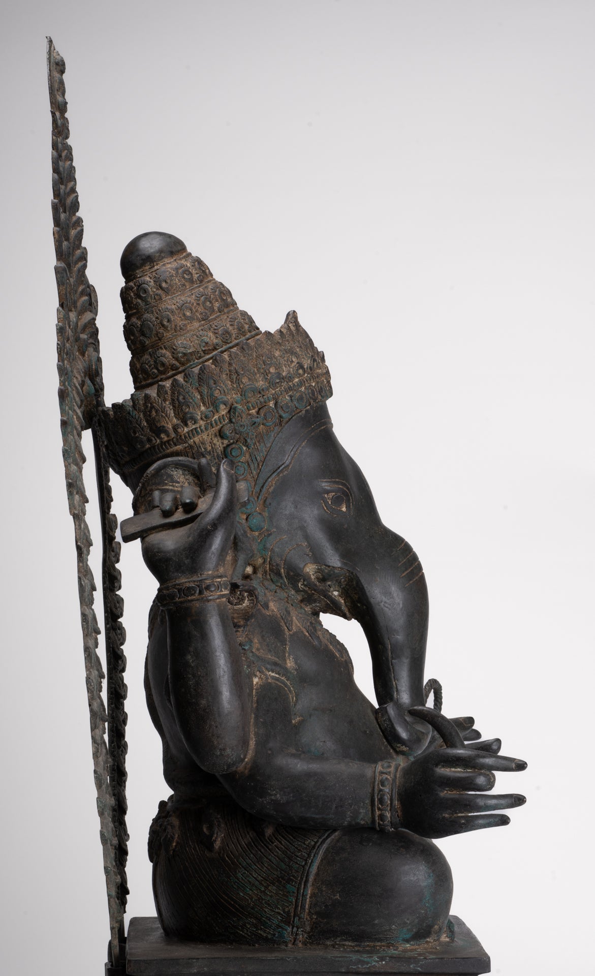 Ganesha Statue - Antique Thai Style Bronze Seated 4-Arm Ganesha Statue - 84cm/34"