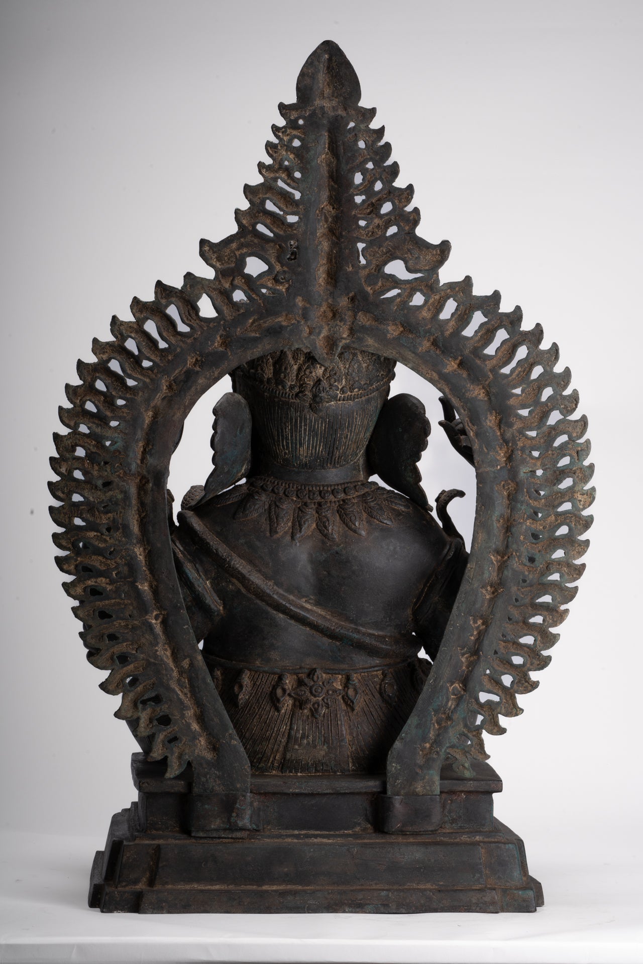 Ganesha Statue - Antique Thai Style Bronze Seated 4-Arm Ganesha Statue - 84cm/34"
