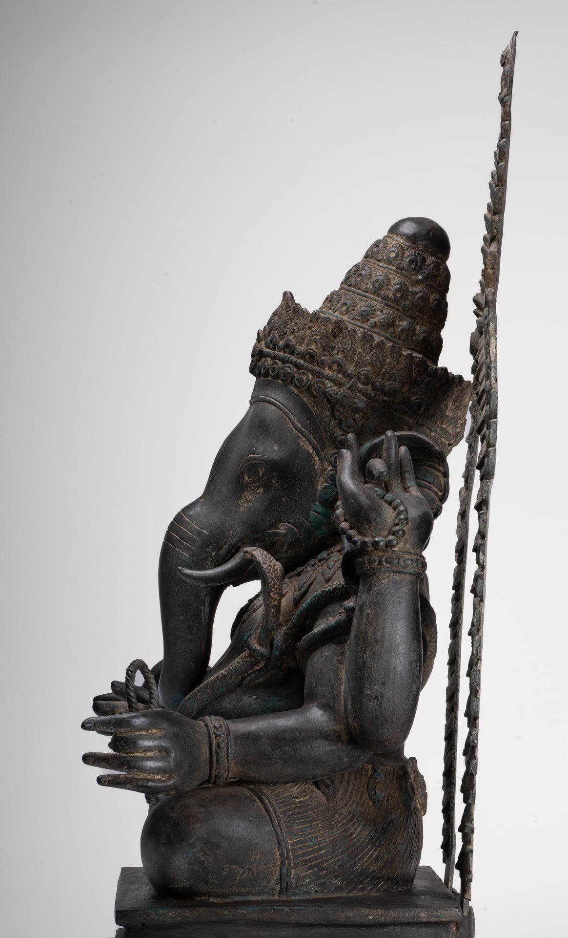Ganesha Statue - Antique Thai Style Bronze Seated 4-Arm Ganesha Statue - 84cm/34"