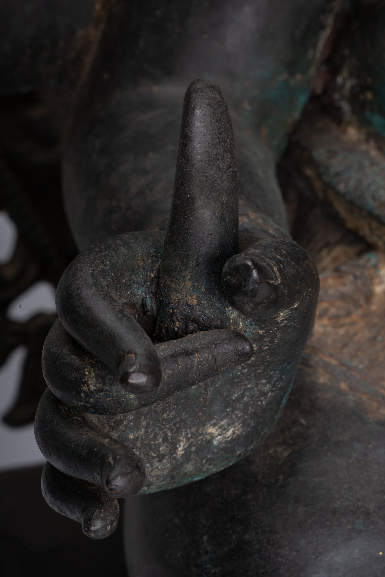 Ganesha Statue - Antique Thai Style Bronze Seated 4-Arm Ganesha Statue - 84cm/34"