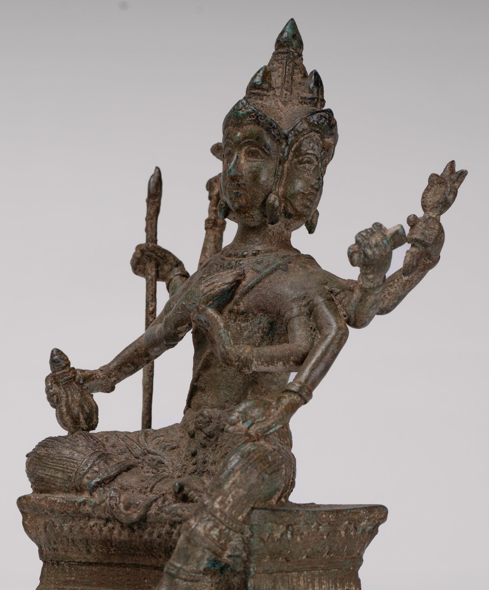 Brahma Statue - Antique Thai Style Bronze Brahma - Hindu God Creation - 22cm/9"