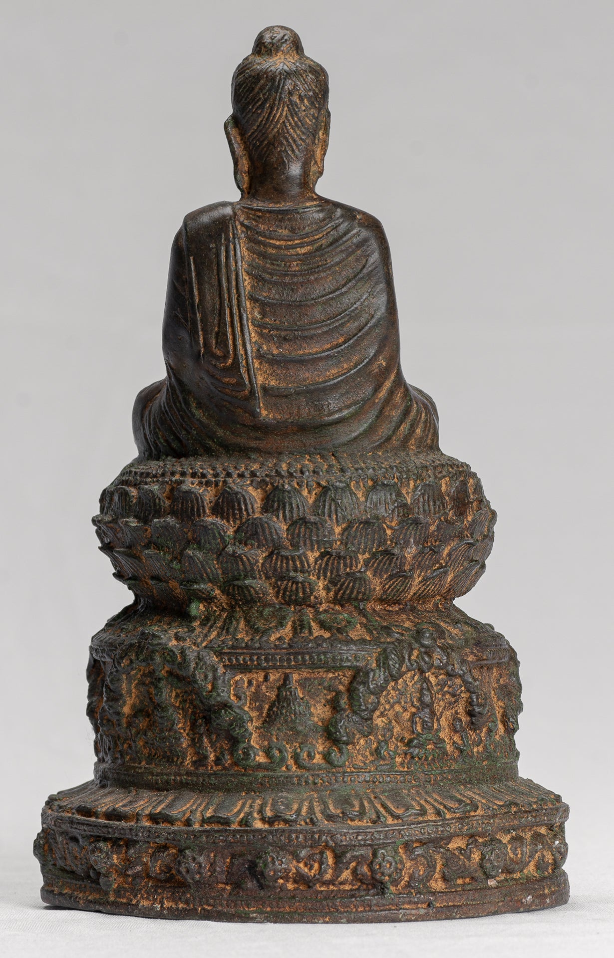 Indian Buddha Statue - Antique Gandhara Style Bronze Meditation Buddha Statue - 21cm/8"