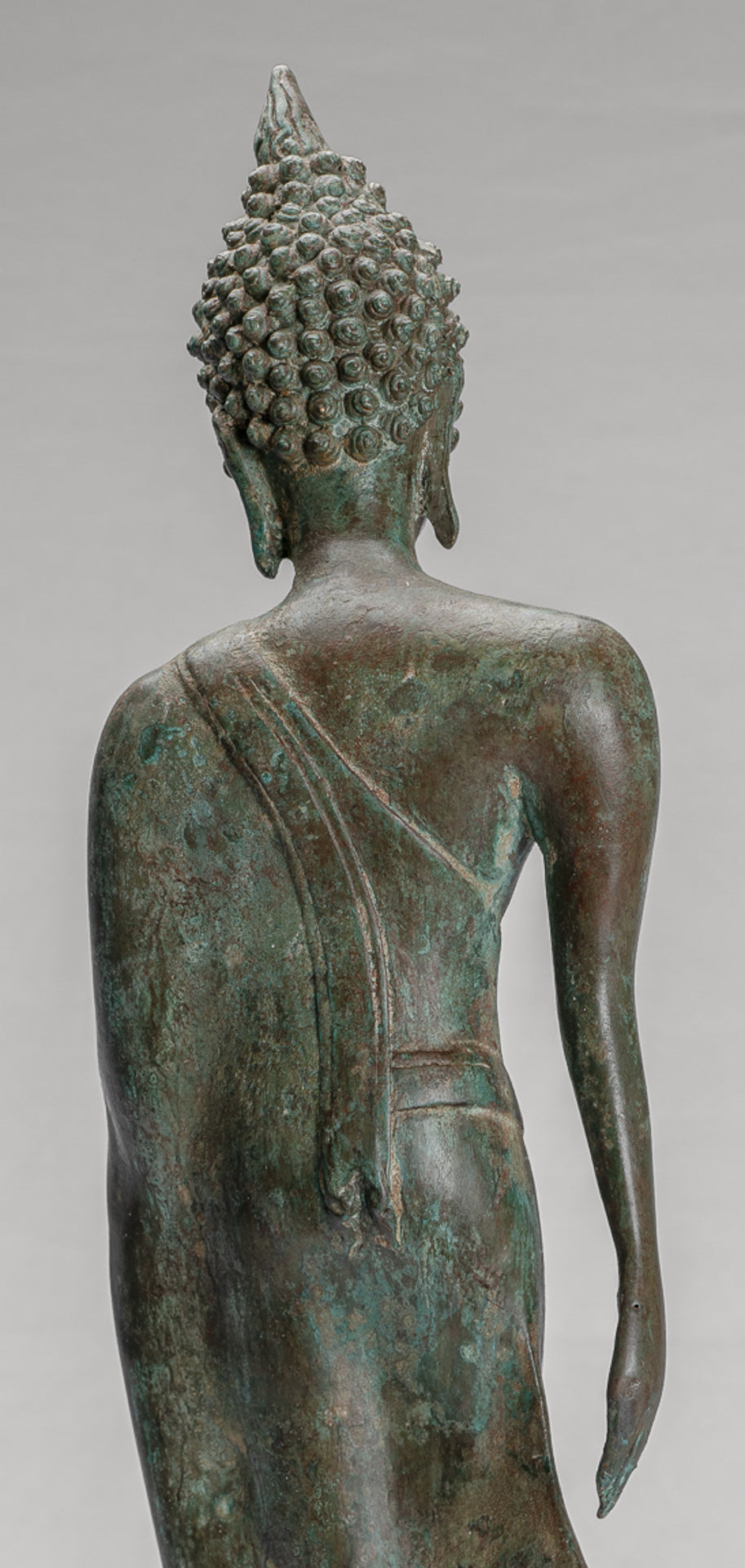 Antique Sukhothai Style Standing Bronze Protection Walking Buddha Statue - 59cm/24"