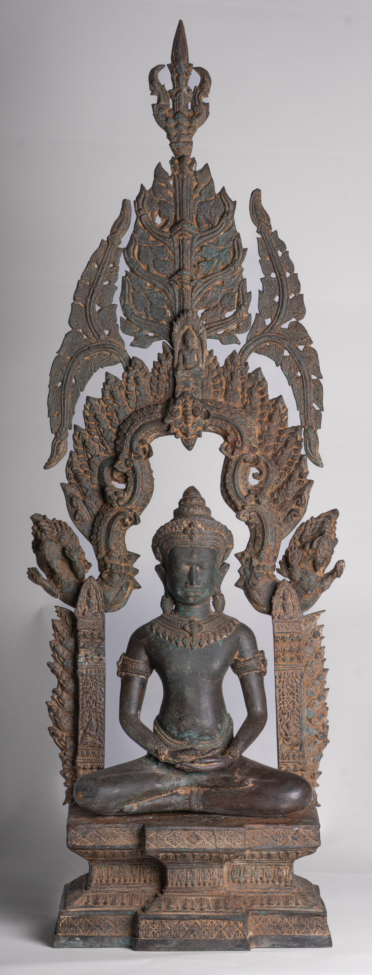 Buddha Statue - Antique Thai Style Enthroned Lopburi Meditation Buddha Statue - 94cm/38"