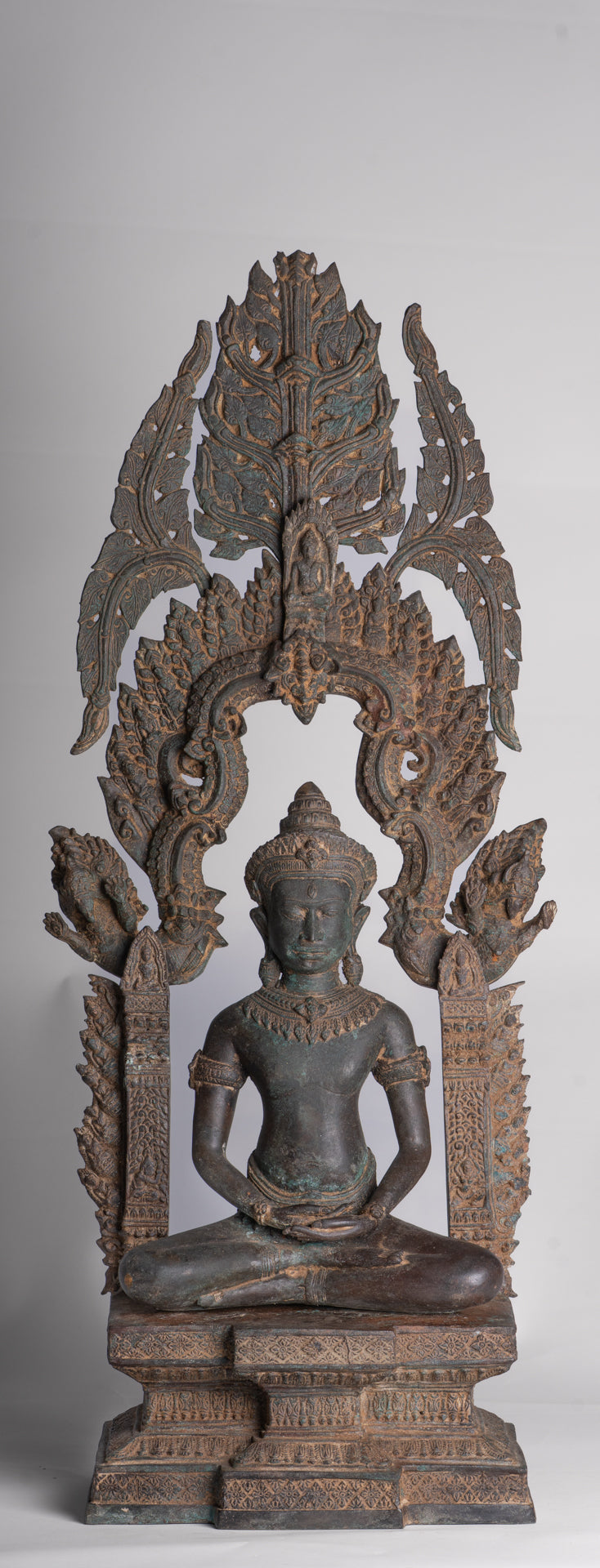 Buddha Statue - Antique Thai Style Enthroned Lopburi Meditation Buddha Statue - 94cm/38"