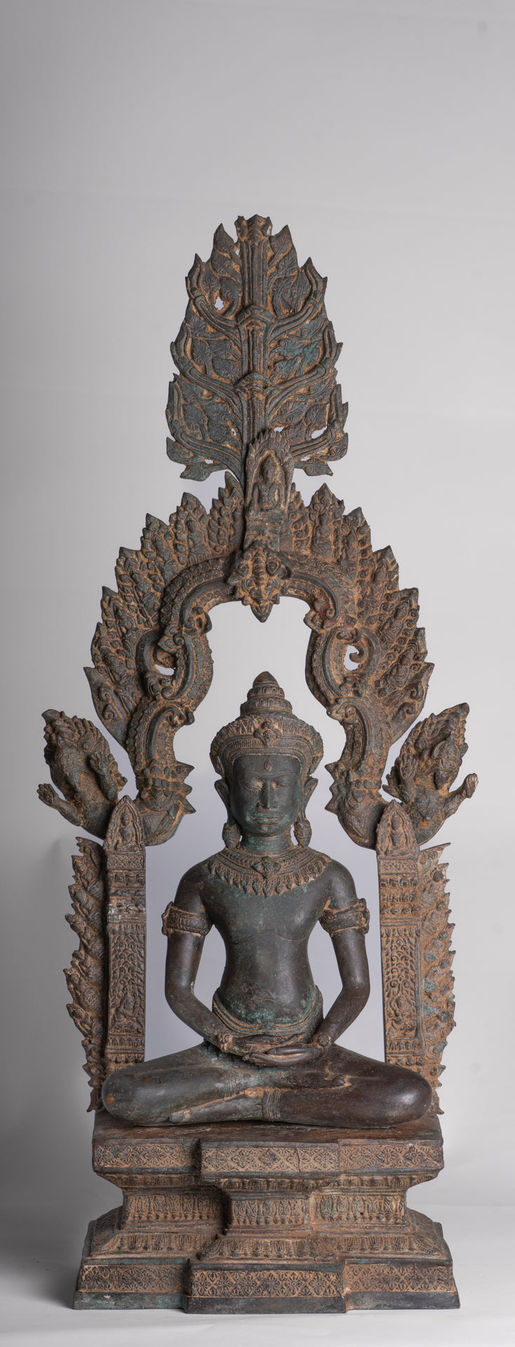 Buddha Statue - Antique Thai Style Enthroned Lopburi Meditation Buddha Statue - 94cm/38"