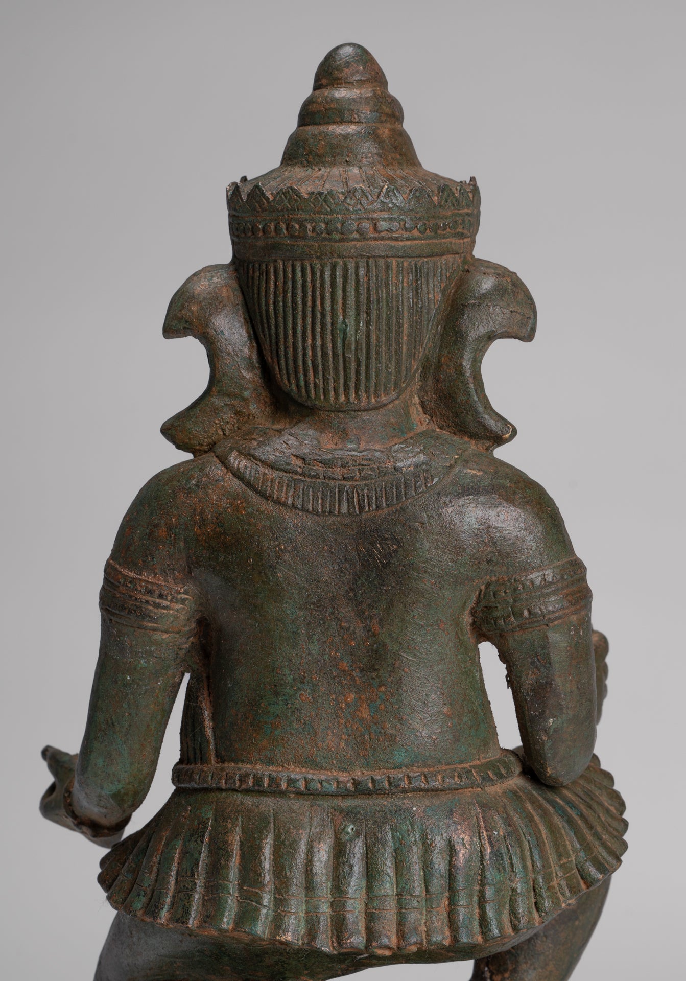 Ganesha Statue - Antique Thai Style Bronze Kneeling Ganesh Statue - 34cm/14"