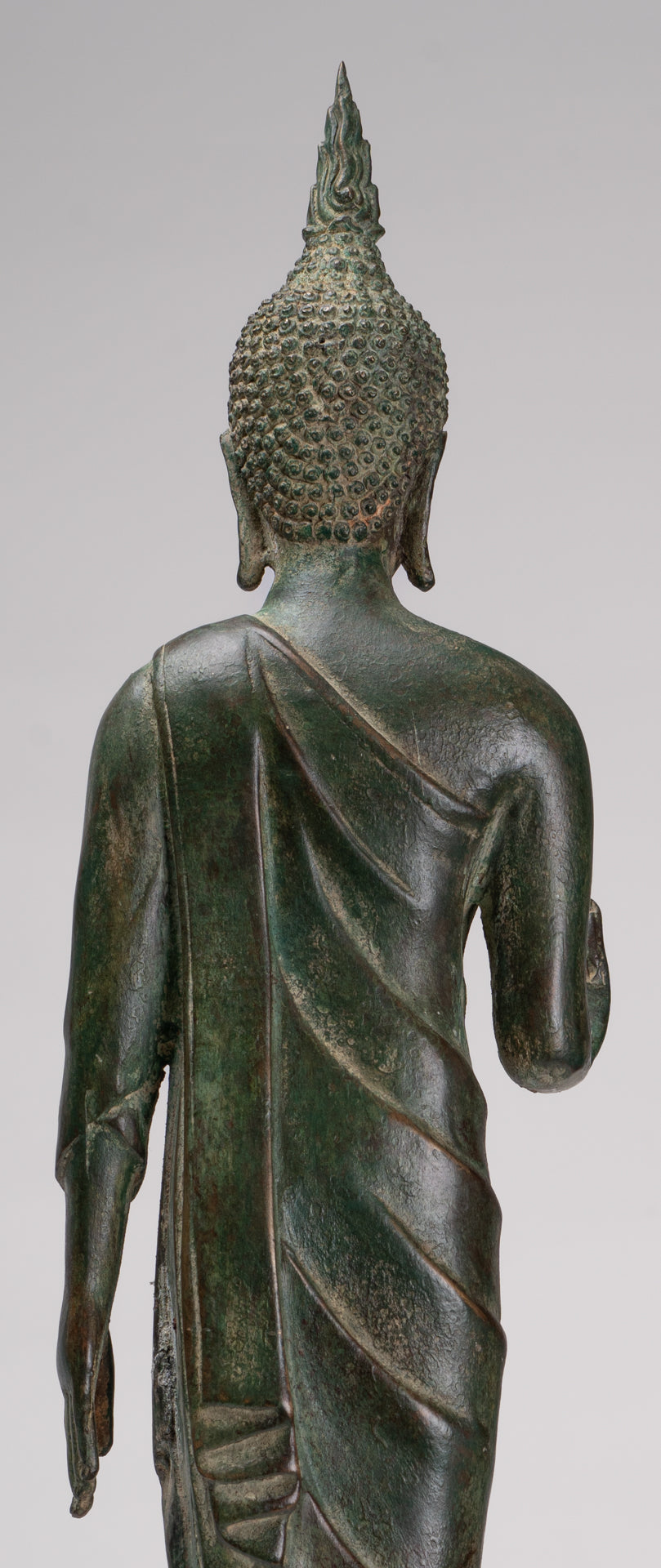 Buddha Statue - Antique Thai Style Bronze Standing Abhaya Protection Buddha Statue - 62cm/25"