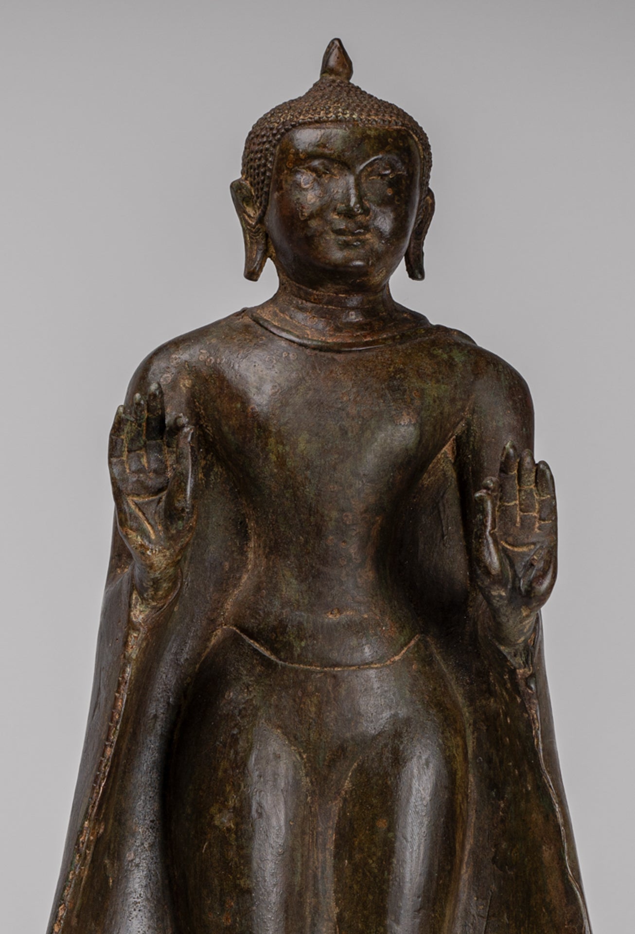 Buddha Statue - Antique Sri Lanka Style Bronze Standing Teaching Buddha Statue - 55cm/22"