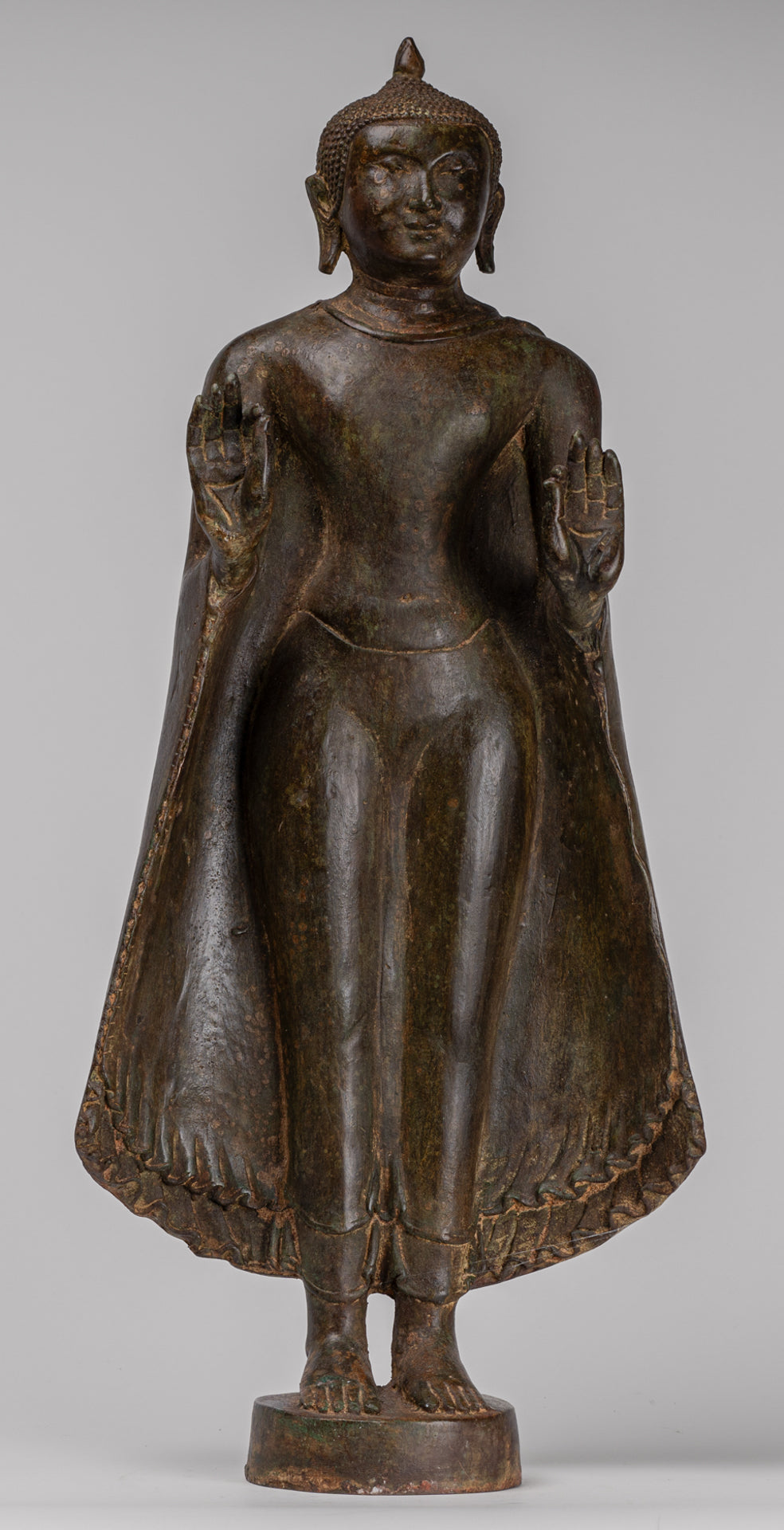 Buddha Statue - Antique Sri Lanka Style Bronze Standing Teaching Buddha Statue - 55cm/22"