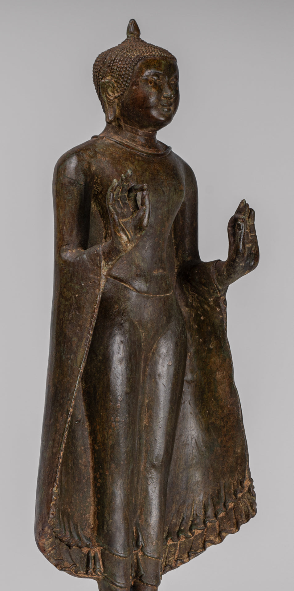 Buddha Statue - Antique Sri Lanka Style Bronze Standing Teaching Buddha Statue - 55cm/22"