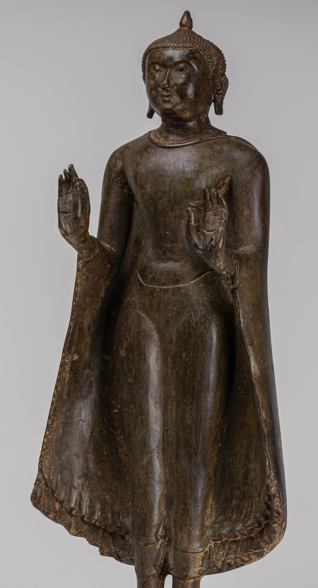 Buddha Statue - Antique Sri Lanka Style Bronze Standing Teaching Buddha Statue - 55cm/22"