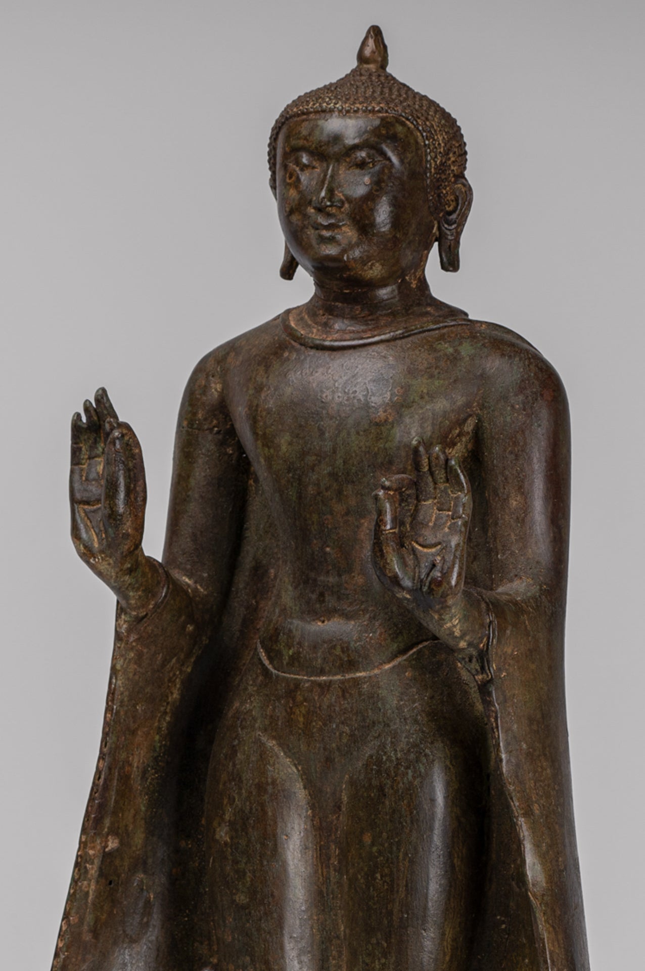 Buddha Statue - Antique Sri Lanka Style Bronze Standing Teaching Buddha Statue - 55cm/22"