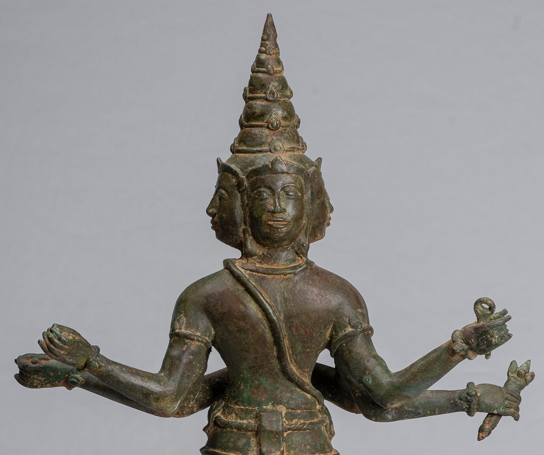 Brahma Statue - Antique Indian Style Standing Bronze Brahma 6 Arms - Hindu God Creation - 58cm/23"