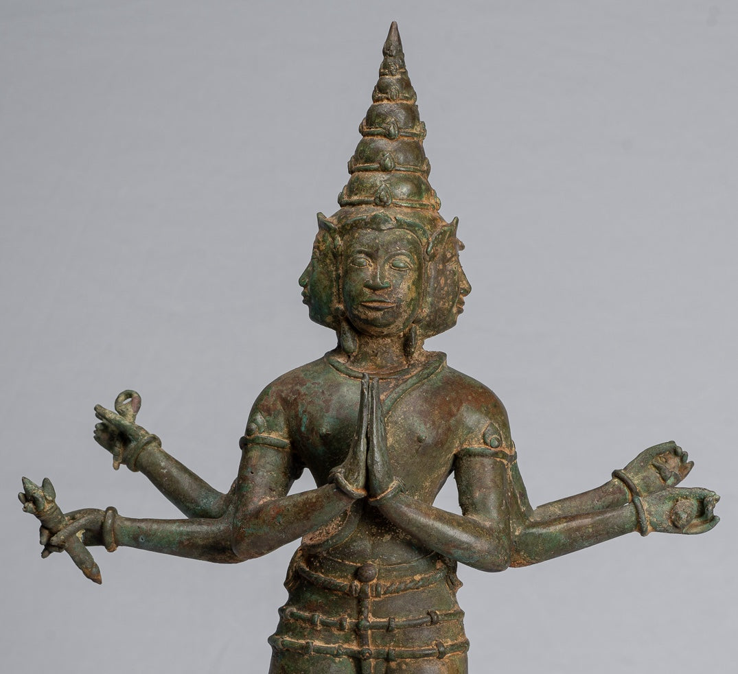 Brahma Statue - Antique Indian Style Standing Bronze Brahma 6 Arms - Hindu God Creation - 58cm/23"