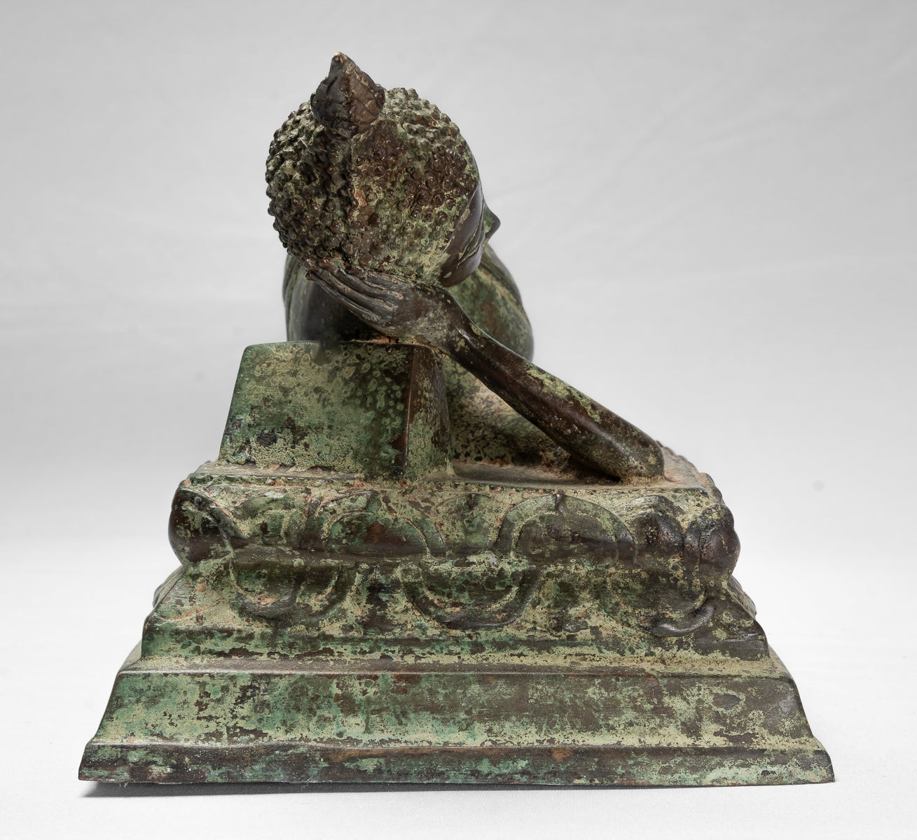 Estatua de Buda - Bronce de estilo tailandés de antigüedades Sukhothai Reclining Nirvana Buda Estatua - 54cm/22 "