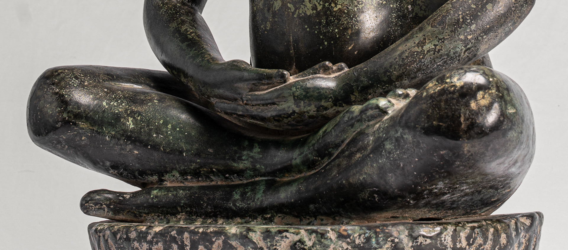 Antique Khmer Style Seated Bronze Meditation Jayavarman VII Statue - 68cm/27"