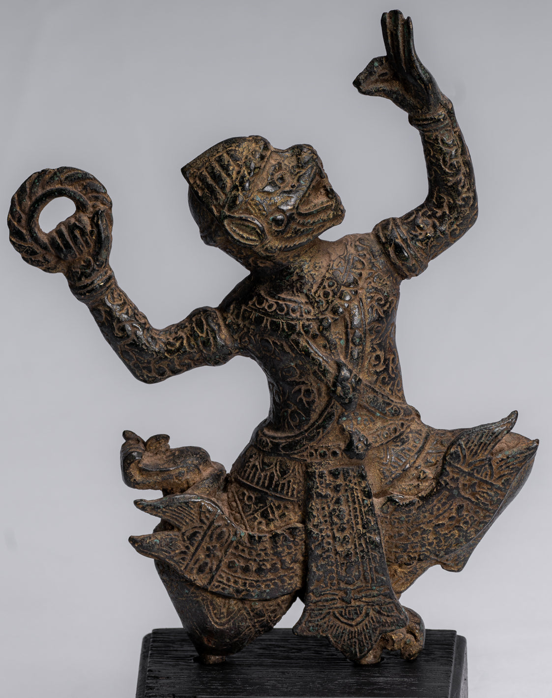 Estatua de Dios Hanuman de Bayon de estilo jemer antiguo - 25 cm/10 "de altura