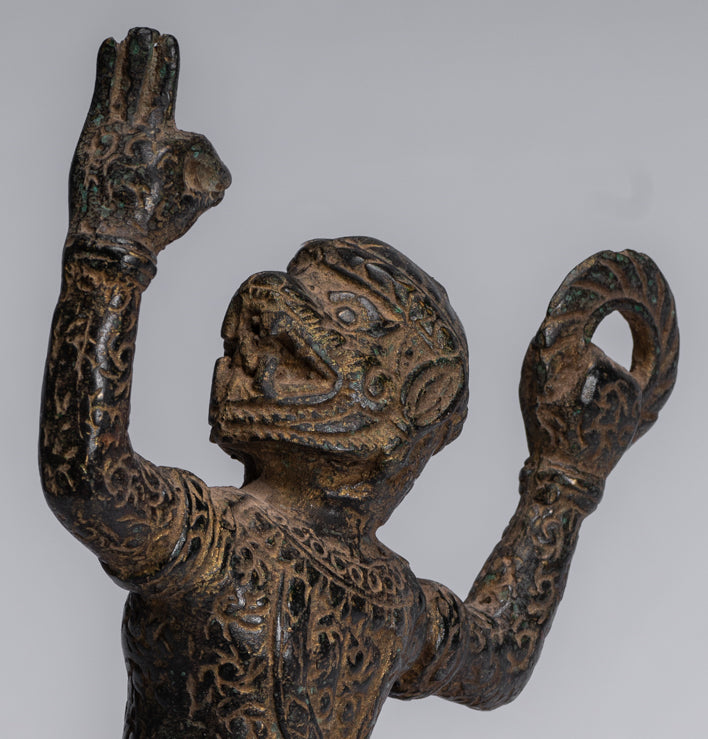 Estatua de Dios Hanuman de Bayon de estilo jemer antiguo - 25 cm/10 "de altura