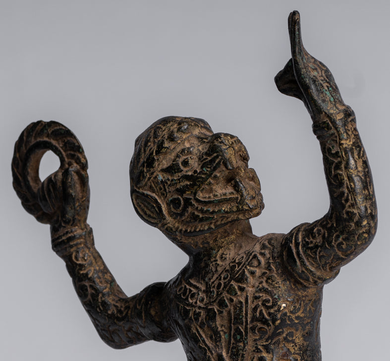 Estatua de Dios Hanuman de Bayon de estilo jemer antiguo - 25 cm/10 "de altura