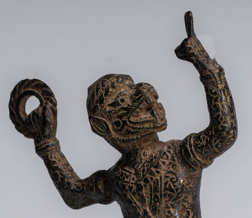 Estatua de Dios Hanuman de Bayon de estilo jemer antiguo - 25 cm/10 "de altura