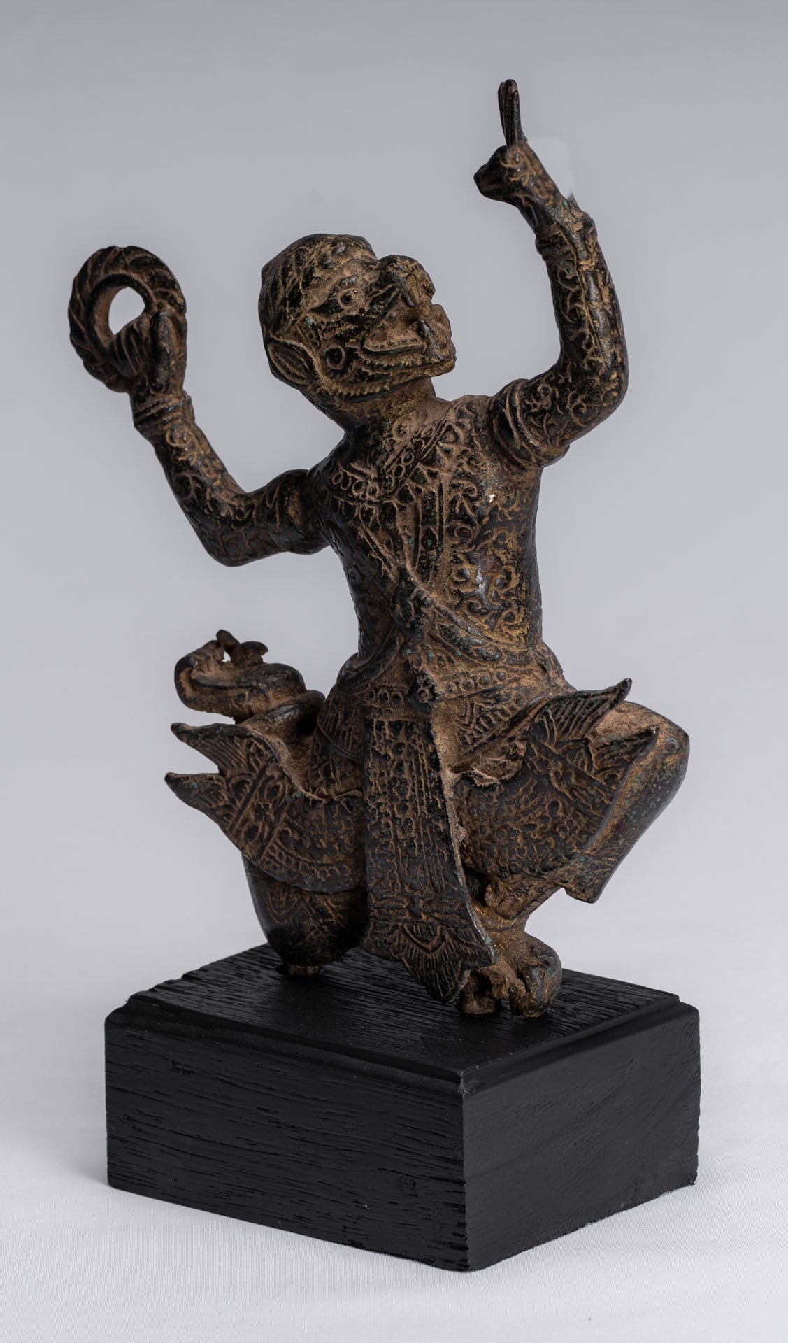 Estatua de Dios Hanuman de Bayon de estilo jemer antiguo - 25 cm/10 "de altura