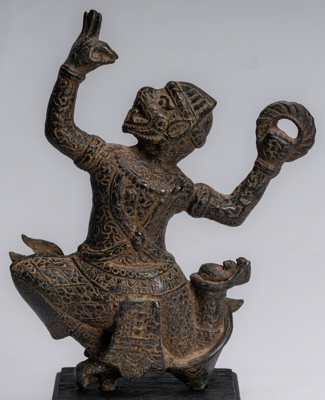 Estatua de Dios Hanuman de Bayon de estilo jemer antiguo - 25 cm/10 "de altura