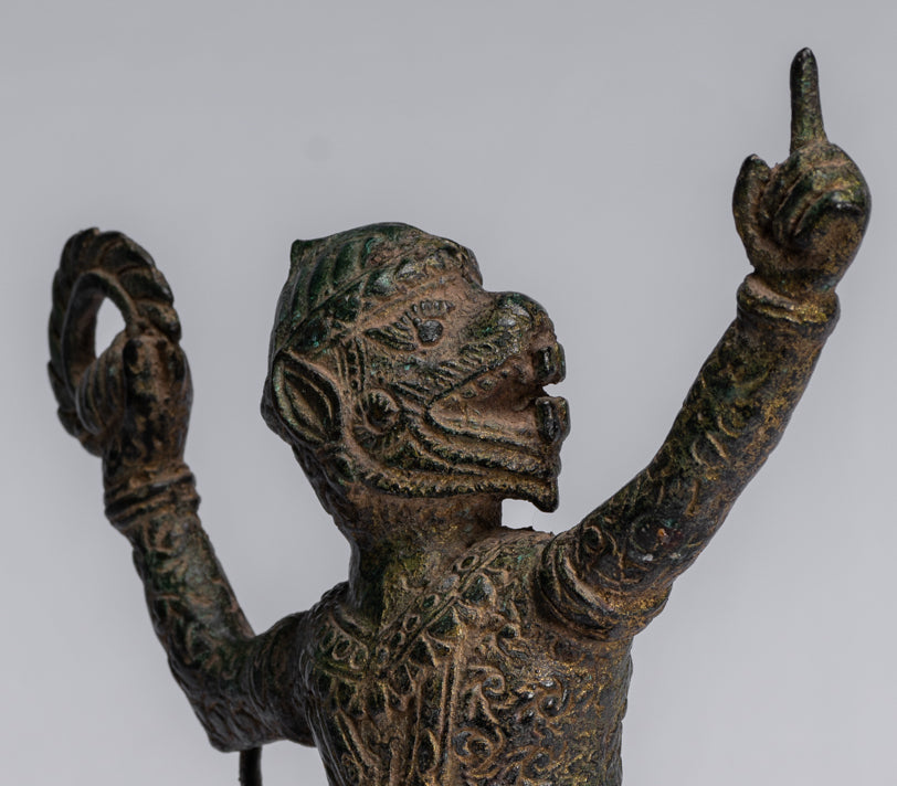 Estatua de Dios Hanuman de Bayon de estilo jemer antiguo - 25 cm/10 "de altura